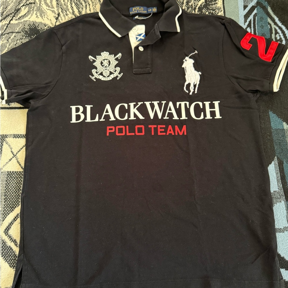 Polo Ralph Lauren Blackwatch #2 Big Pony Team Embroidered Black/Red/White Polo